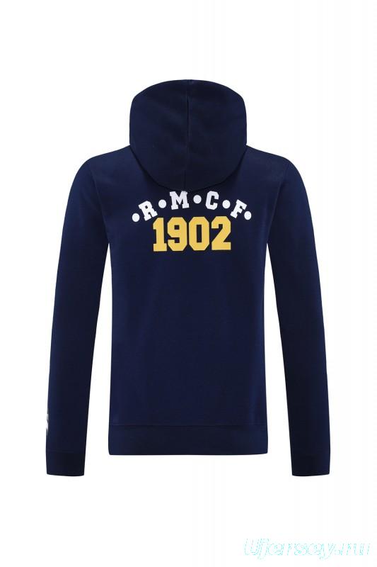 25/26 Real Madrid Navy Hoodie Full Zipper Jacket + Long Pants