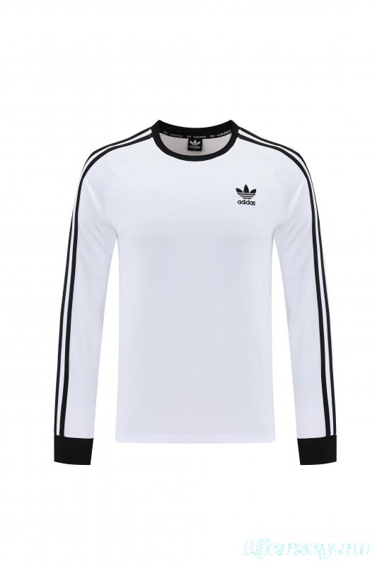2025 Adidas Originals Long Sleeve T-Shirt Collection - Navy/White/Black with 3-Stripes