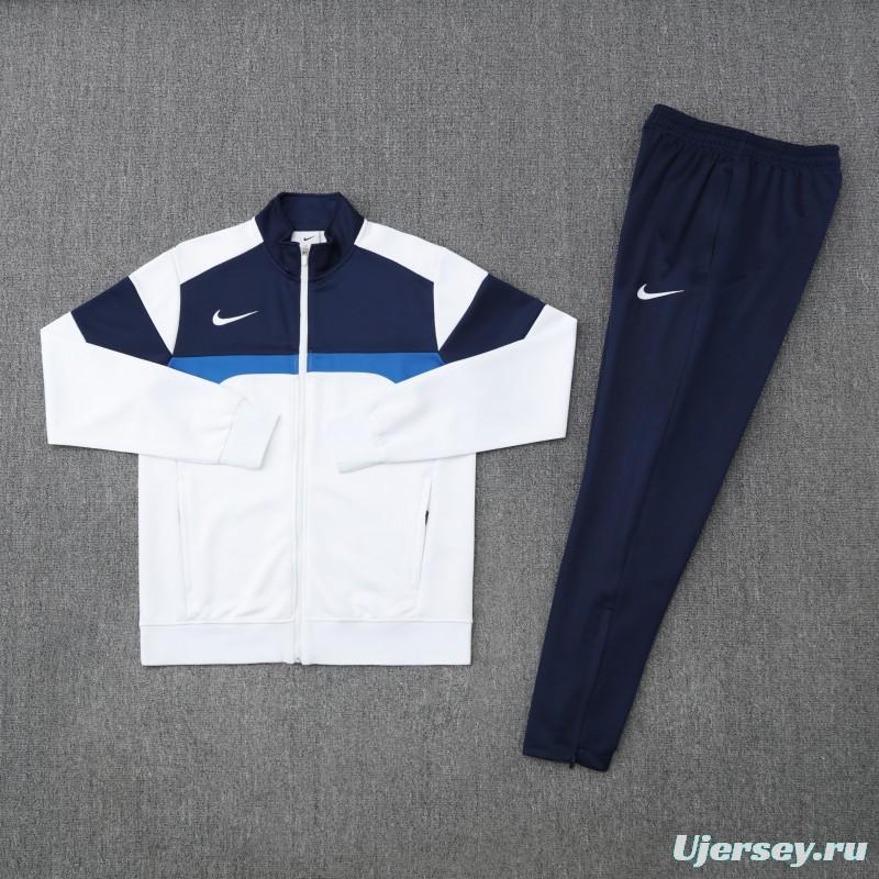 2025 Nike White/Navy Full Hoodie Zipper Jacket +Long Pants