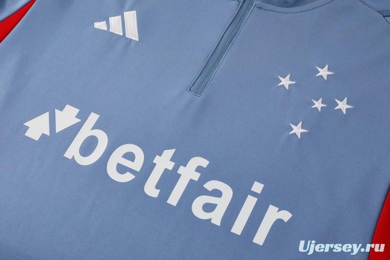 25/26 Cruzeiro Bluish Gray Navy Half Zipper Jacket+Long Pants