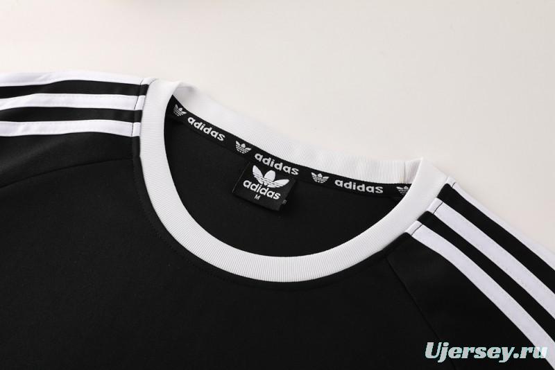 2025 Adidas Originals Long Sleeve T-Shirt Collection - Navy/White/Black with 3-Stripes