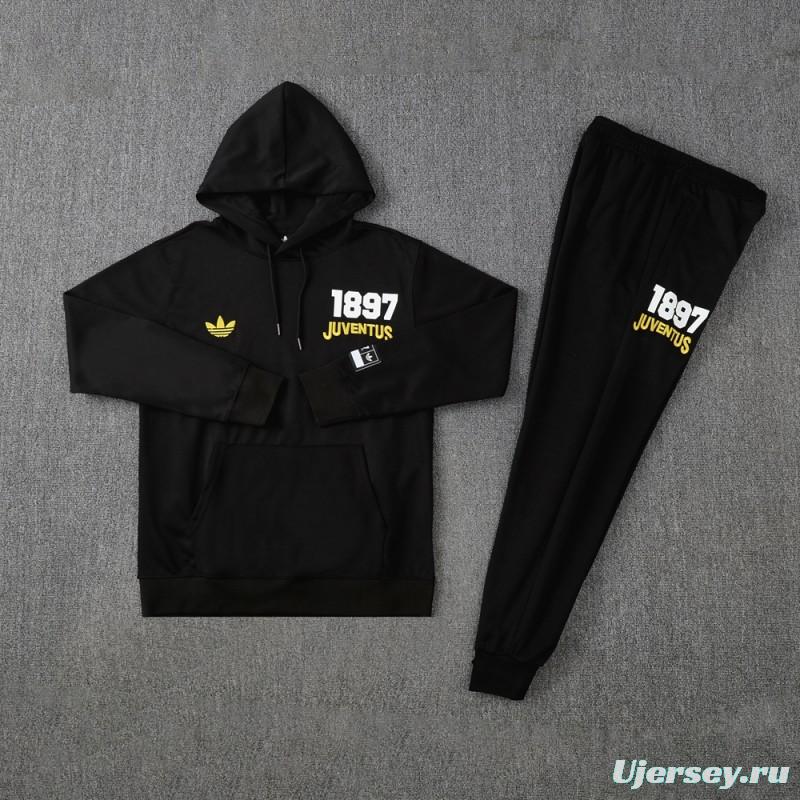25/26 Juventus Black Hoodie Full Zipper Jacket + Long Pants