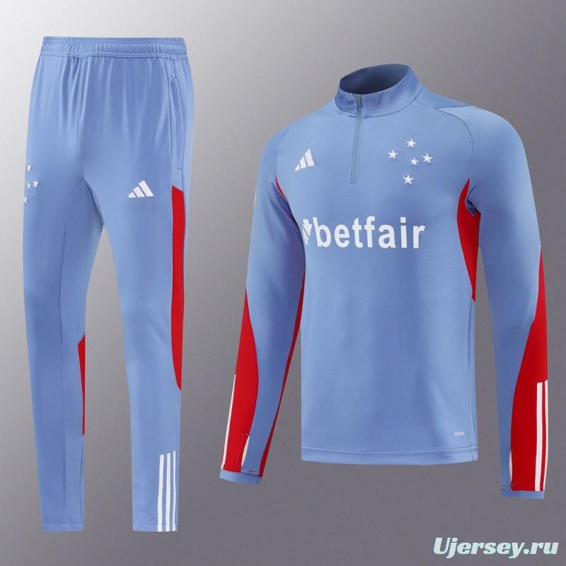 25/26 Cruzeiro Bluish Gray Navy Half Zipper Jacket+Long Pants