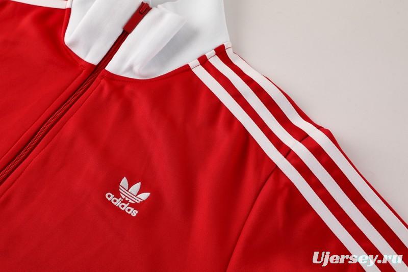 2025 Adidas Original Red Full Hoodie Zipper Jacket +Long Pants