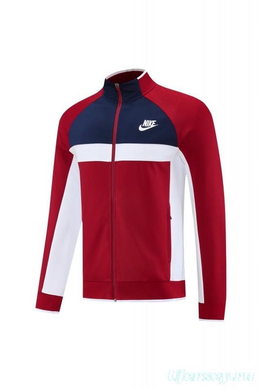 2025 Nike Navy/Red Full Hoodie Zipper Jacket +Long Pants