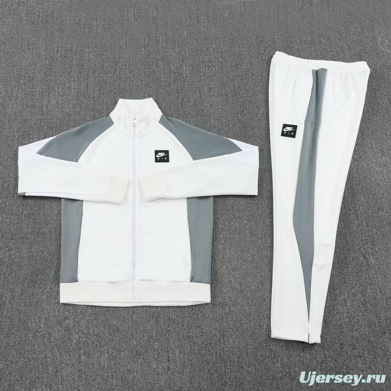 2025 NIKE WHITE/Grey Full Zipper Jacket +Long Pants