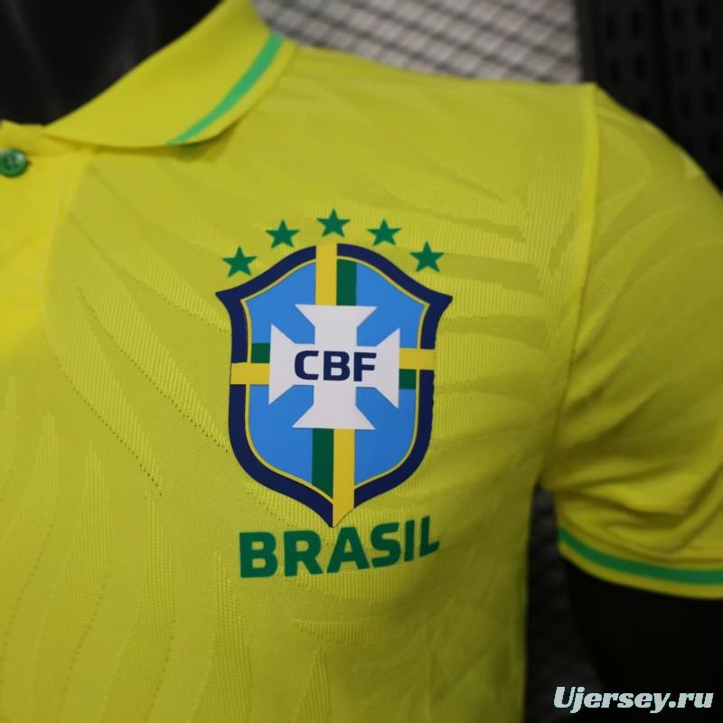 Player Version 2025 Brazil Home Yellow Classic Jersey