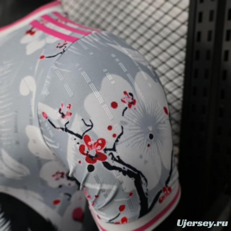 Player Version 2025 Japan White with Fox and Cherry Blossom Pattern Jersey