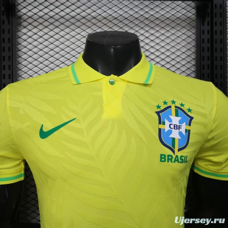 Player Version 2025 Brazil Home Yellow Classic Jersey