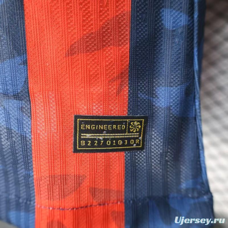 Player Version 25/26 Barcelona Home Blue Red Stripes Jersey with Spotify Sponsor