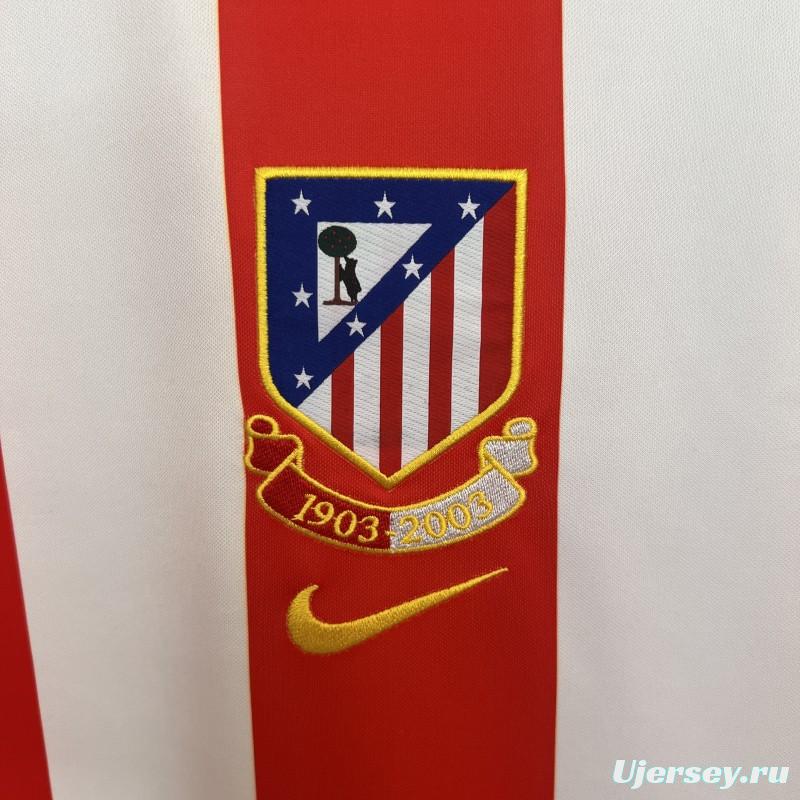 03/04 Retro Atletico Madrid Centenary Home Stadium Jersey