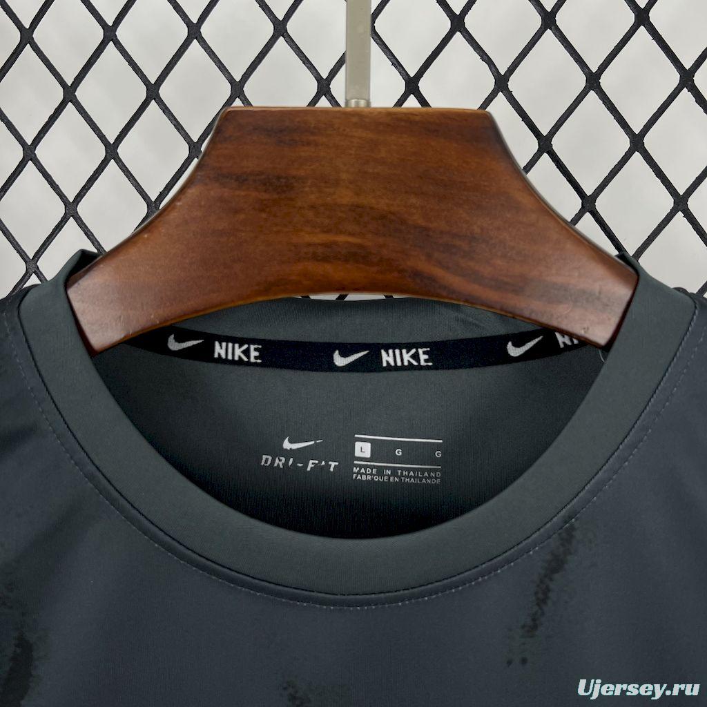 2025 NIKE Training Dark Grey with Abstract Paint Brush Pattern T-Shirt #1045