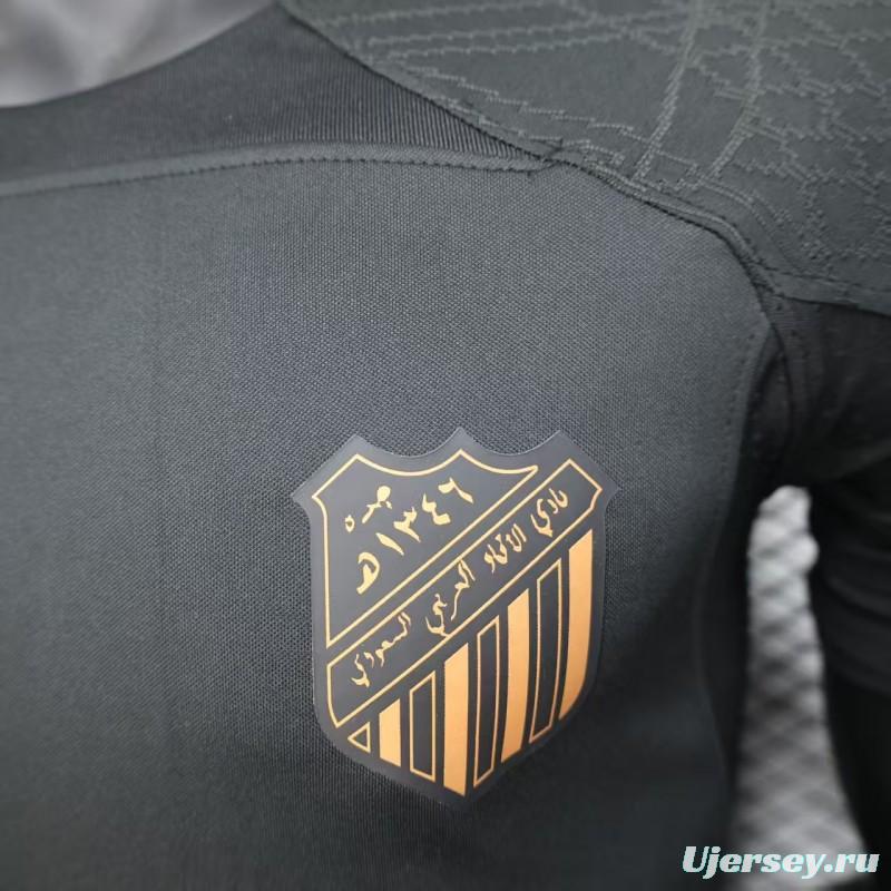 Player Version 25/26 Al-Ahli Black Champion Jersey With Golden Sponsor