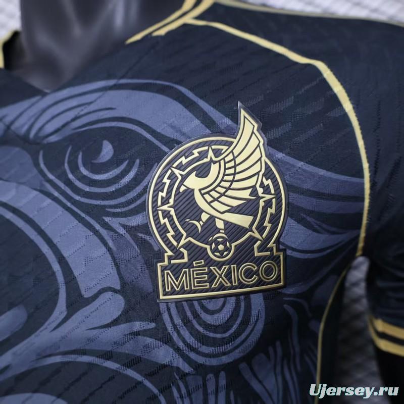 Player Version 2025 Mexico Black with Eagle Feather Pattern Jersey