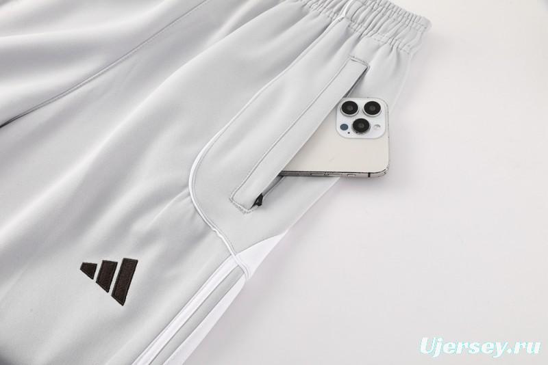 25/26 Real Madrid Grey/White Full Zipper Jacket + Long Pants