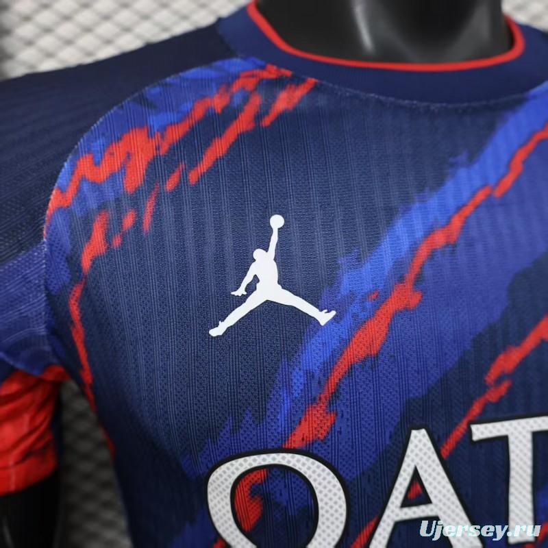 Player Version 25/26 PSG Paris Saint-Germain Blue with Red Lightning Pattern Jersey