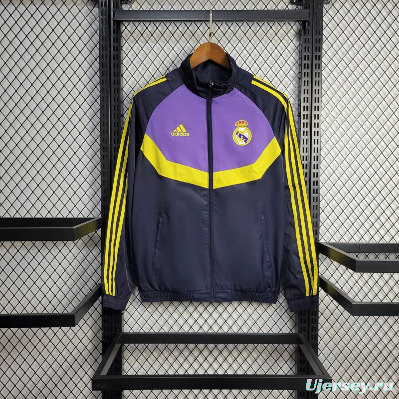 25/26 Real Madrid Jacket Black/Purple Windbreaker