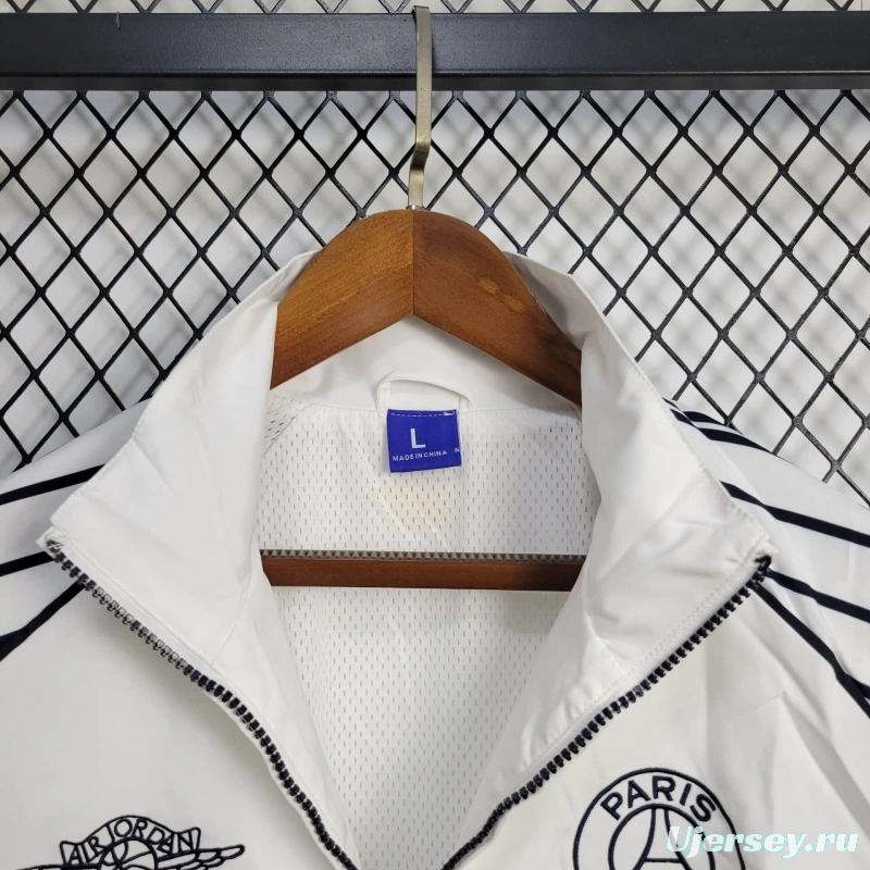 25/26 PSG Air Jordan Jacket White Windbreaker