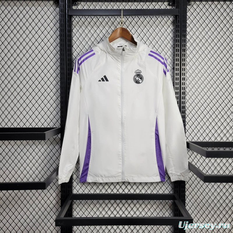 25/26 Real Madrid Jacket White Windbreaker