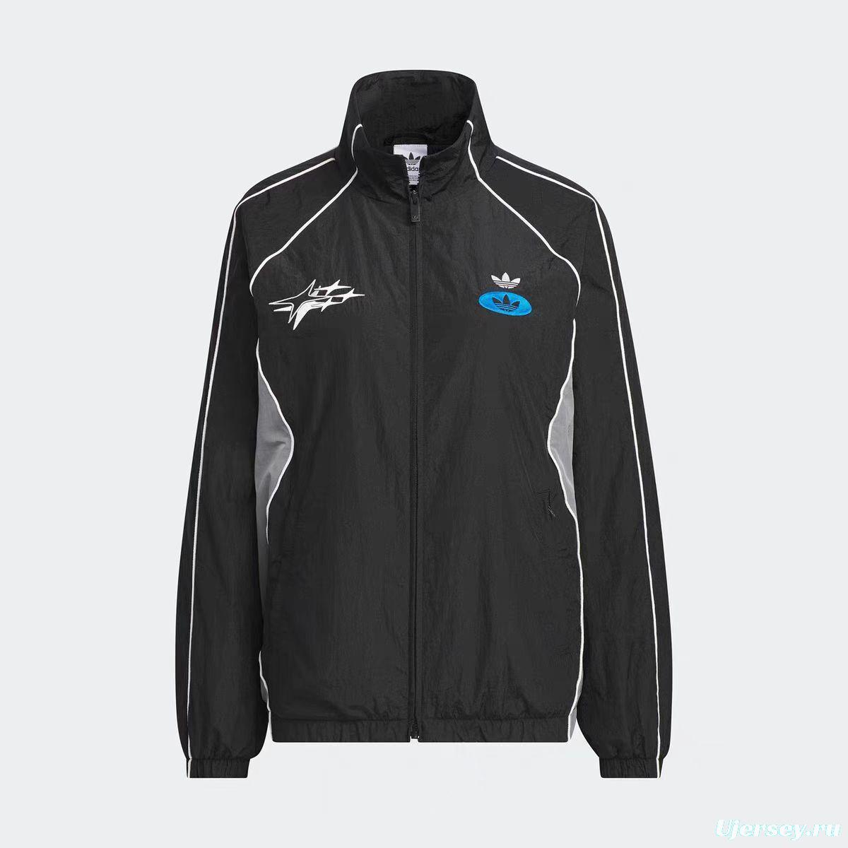 2025 Adidas originals Grey Full Zipper Windbreaker