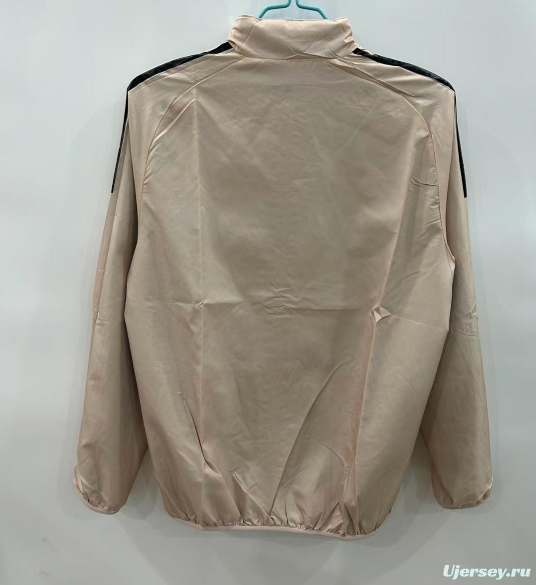 2025 Italy Light Blue/Beige with Floral Pattern Reversible Windbreaker