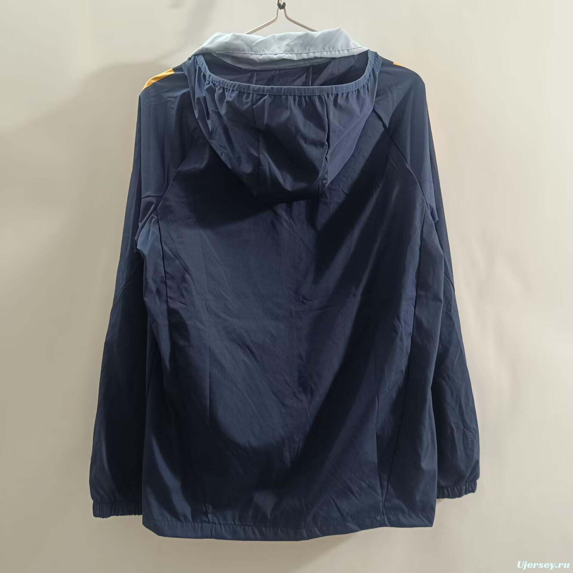 25/26 Real Madrid Blue Mid-length Windbreaker Jacket