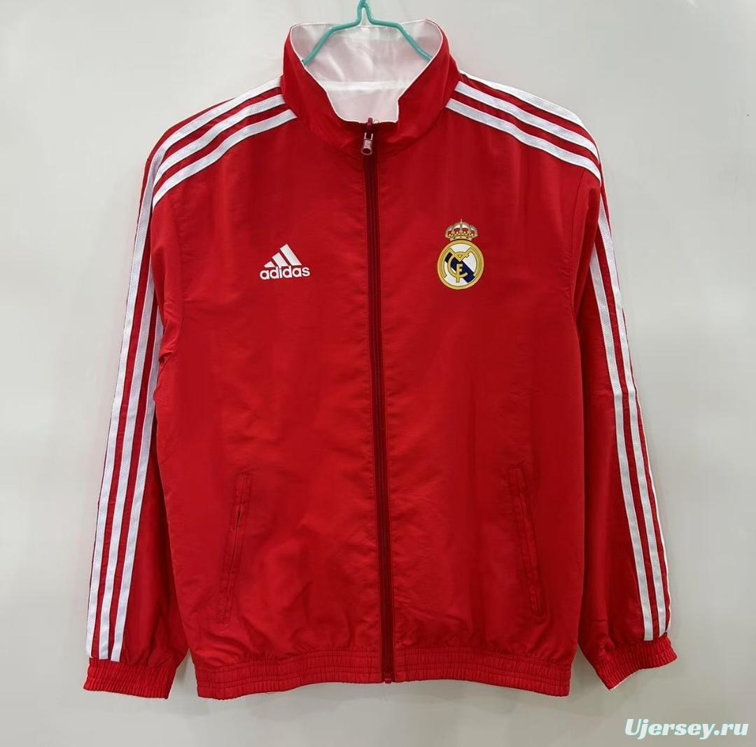 25/26 Real Madrid Red/White Reversible Windbreaker