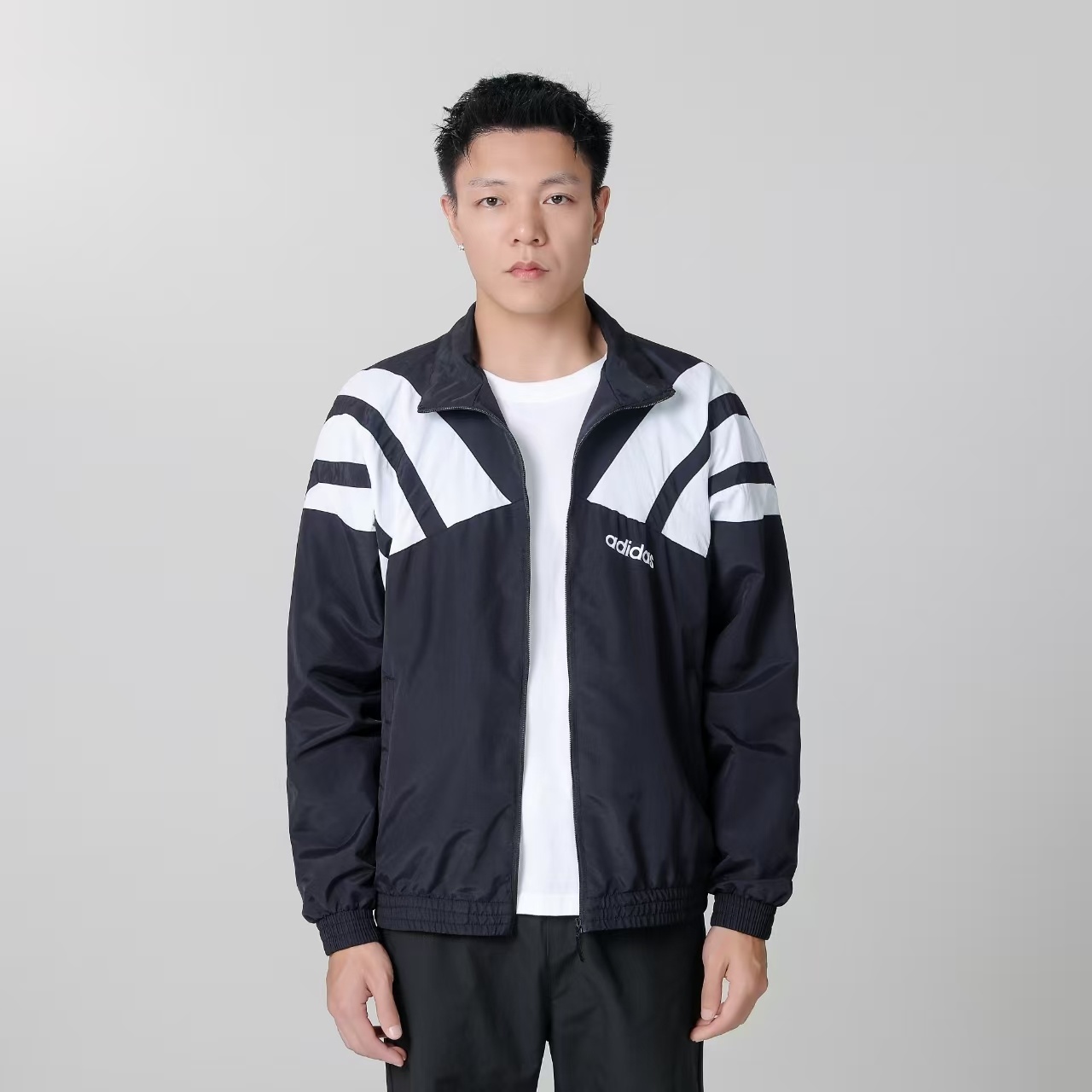 2025 Adidas Green/White/Black Full Zipper Windbreaker