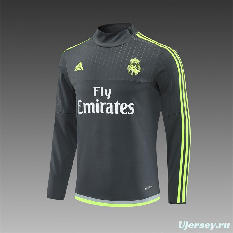 Retro 15/16 Real Madrid Dark Grey Half Zipper Jacket