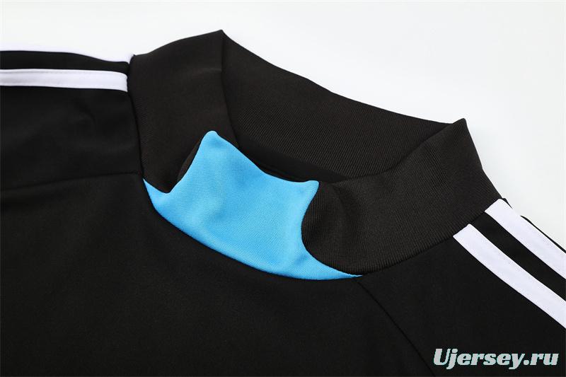 Retro 08/09 Real Madrid Black Half Zipper Jacket+Long Pants