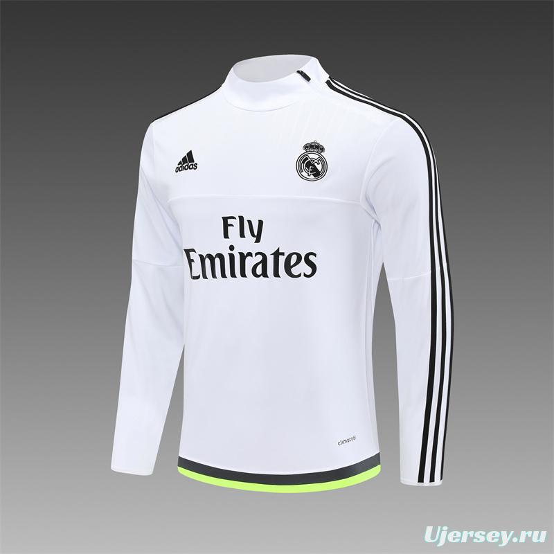 Retro 15/16 Real Madrid White Half Zipper Jacket