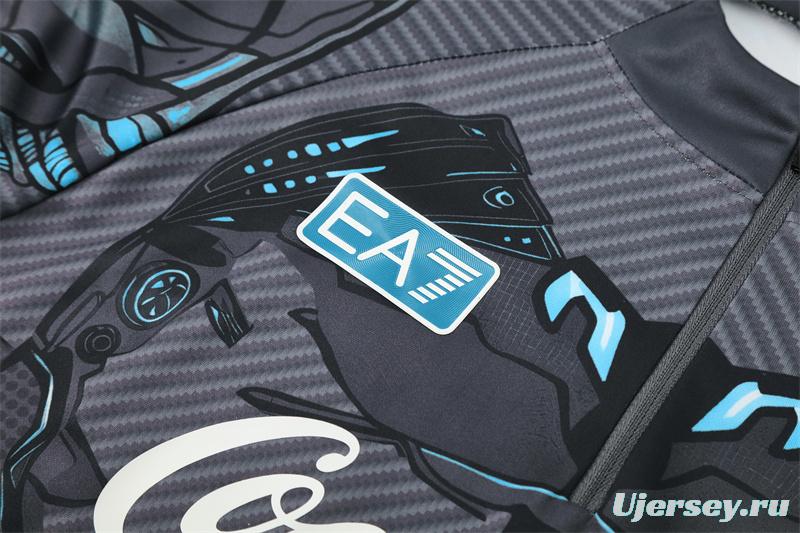 25/26 Napoli Black Grey Camouflage Half Zipper Jacket+Long Pants