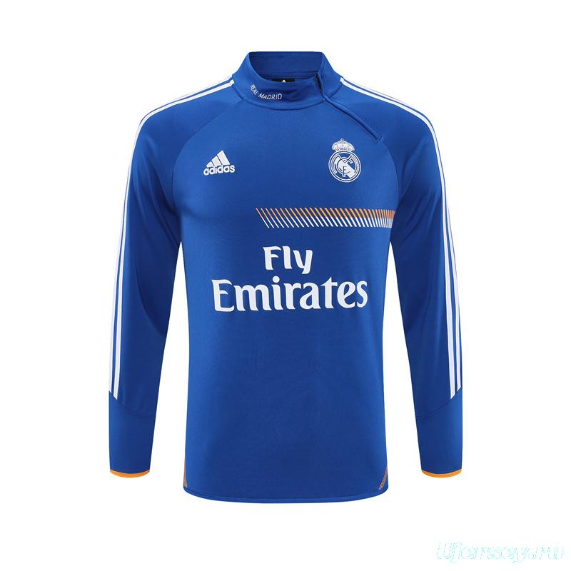 Retro 13/14 Real Madrid Color Blue Half Zipper Jacket