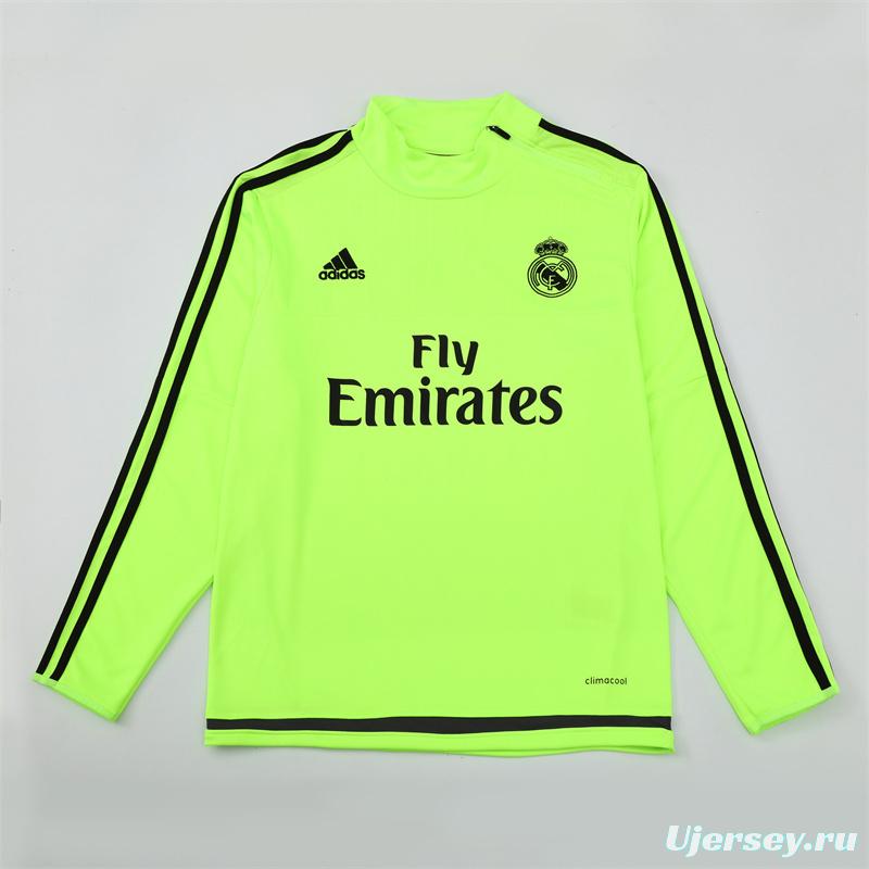 Retro 15/16 Real Madrid Fluorescent Green Half Zipper Jacket