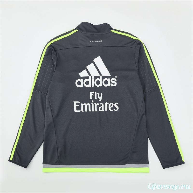 Retro 15/16 Real Madrid Dark Grey Half Zipper Jacket