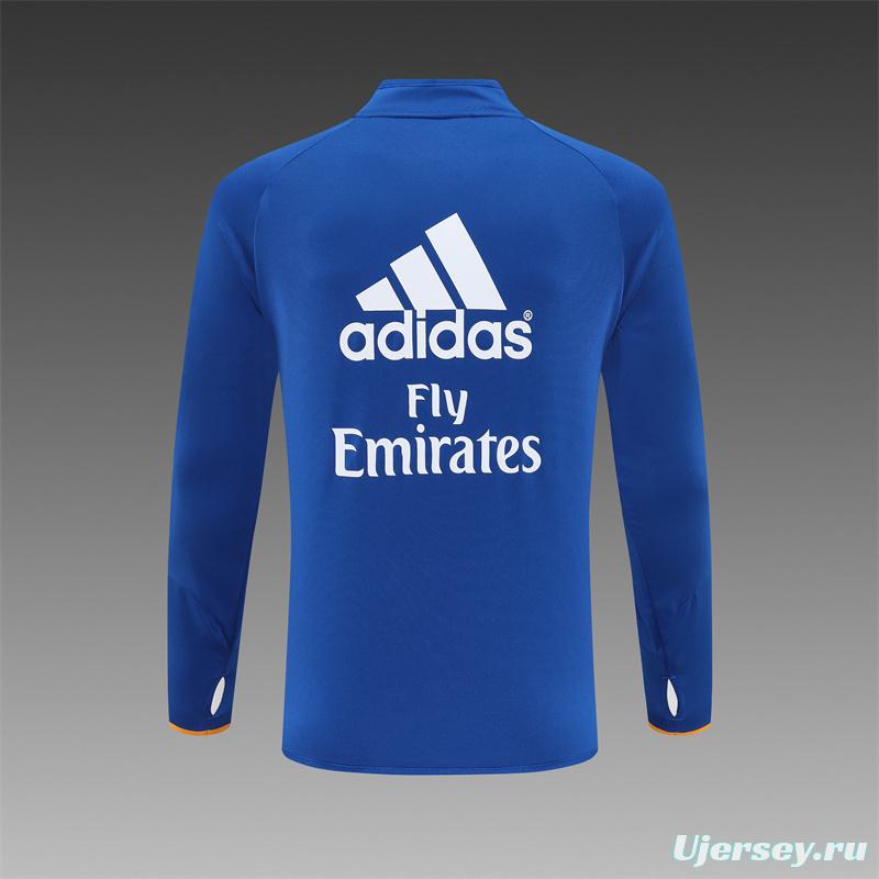 Retro 13/14 Real Madrid Color Blue Half Zipper Jacket