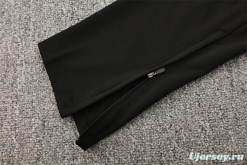 25/26 Portugal Black Half Zipper Jacket+Long Pants