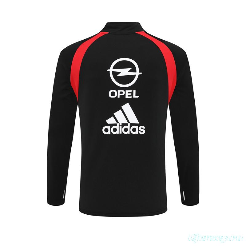 Retro 03/04 AC Milan Black Half Zipper Jacket+Long Pants