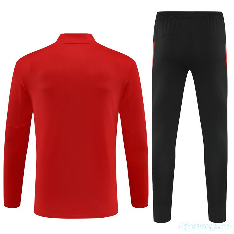 25/26 Portugal Red Half Zipper Jacket+Long Pants