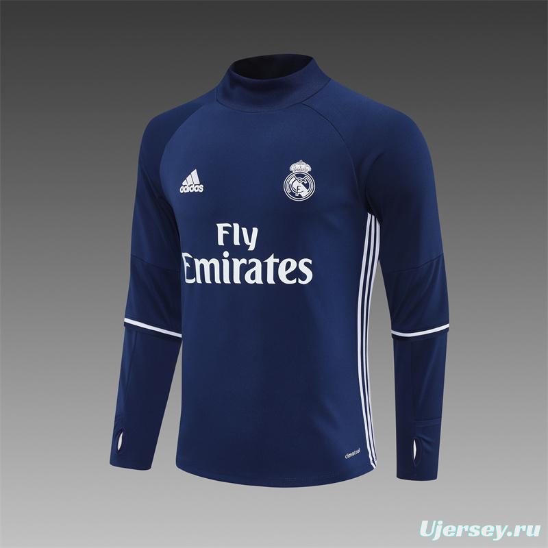 Retro 16/17 Real Madrid Royal Blue Half Zipper Jacket