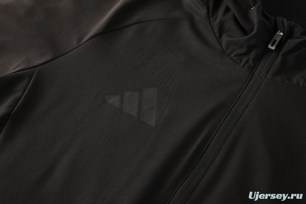 25/26 Adidas Black Hoodie Full Zipper Jacket + Long Pants