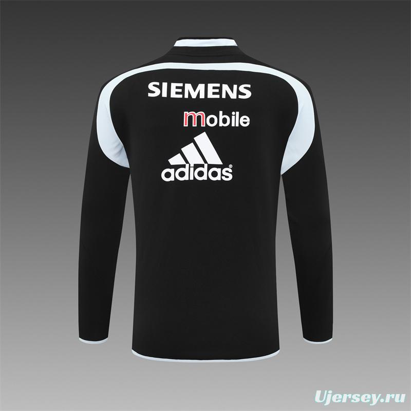 Retro 04/05 Real Madrid Black Half Zipper Jacket+Long Pants