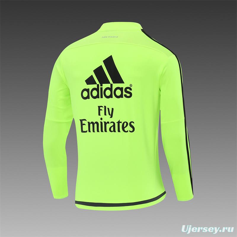 Retro 15/16 Real Madrid Fluorescent Green Half Zipper Jacket