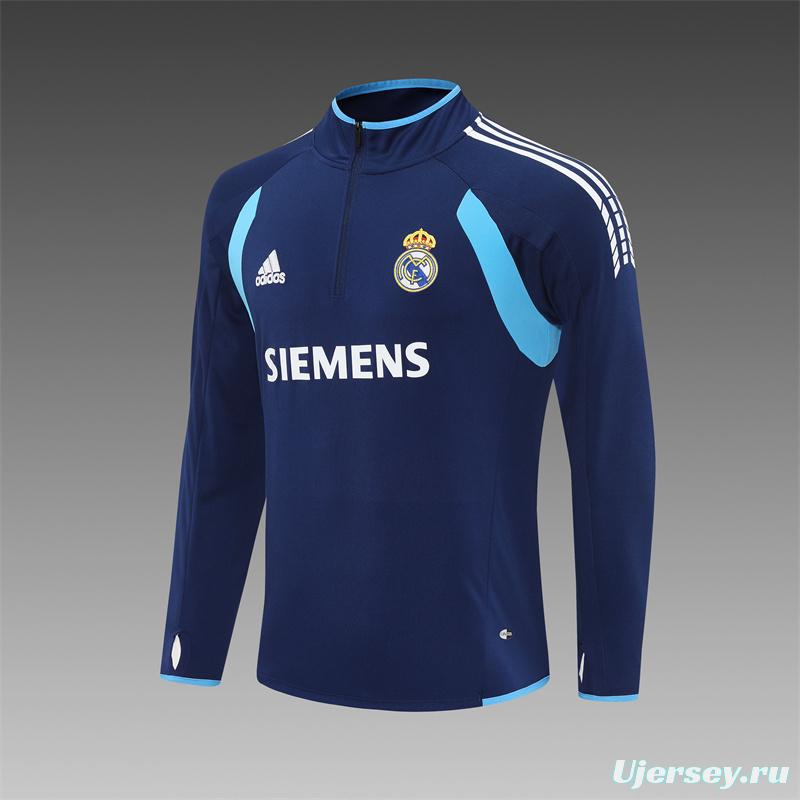 Retro 05/06 Real Madrid Royal Blue Half Zipper Jacket
