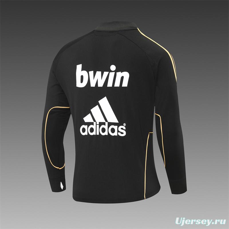 Retro 11/12 Real Madrid Black Half Zipper Jacket+Long Pants