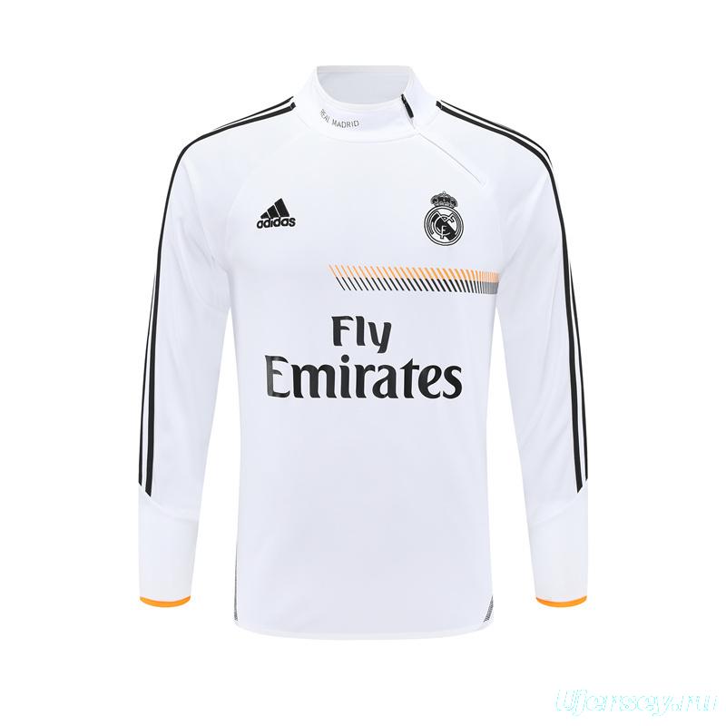 Retro 13/14 Real Madrid White Half Zipper Jacket
