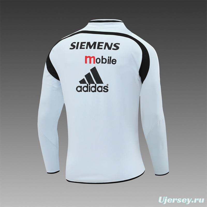 Retro 04/05 Real Madrid Light Grey Half Zipper Jacket+Long Pants