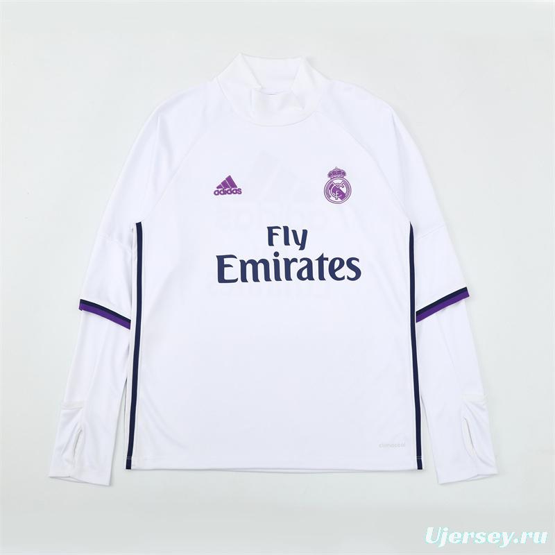 Retro 16/17 Real Madrid White Half Zipper Jacket