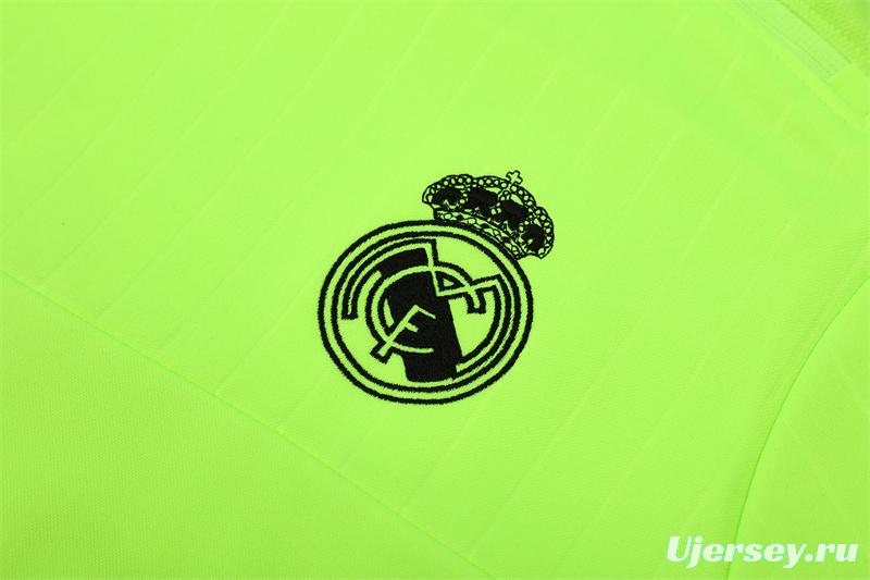 Retro 15/16 Real Madrid Fluorescent Green Half Zipper Jacket+Long Pants