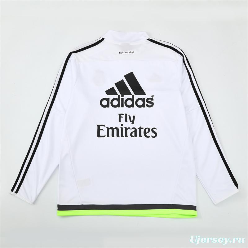 Retro 15/16 Real Madrid White Half Zipper Jacket